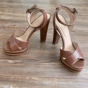 Aldo brown open toe heels